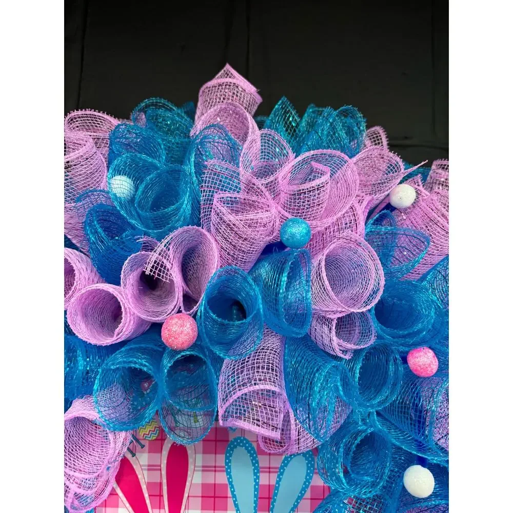 Happy Easter Wreath Handmade Deco Mesh Large 24 Inch